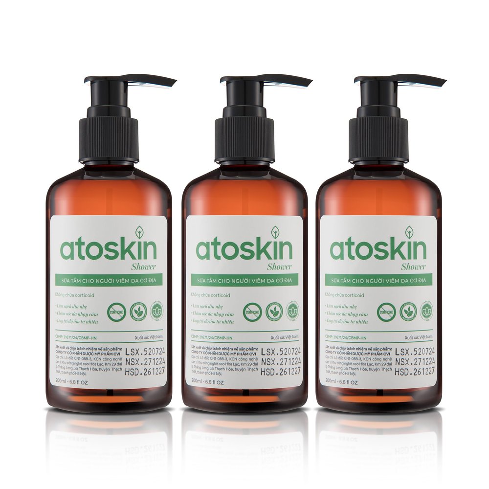 Atoskin Shower Gel (3 Pack) - for Eczema, Psoriasis, Dermatitis, and Anti-Itch Relief - Maximum Strength for Both Kids and Adults (20.4 oz)