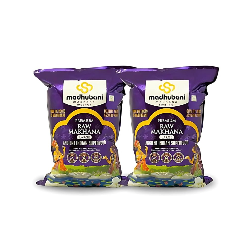 Madhubani Makhana Raw Phool Makhana | Premium Grade Fox Nuts (Lotus Seeds) for Cooking & Snacking | Natural & Fresh Makhana for Healthy Lifestyle | Makhana in Fresh (250 Grams (Pack of 2))