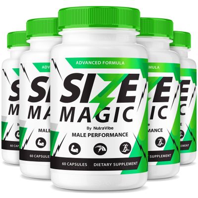 (5 Pack) Size Magic Pills Official Men's Formula with a Clean, Powerful Blend to Support Stamina, Performance, & Confidence | SizeMagic Easy-to-Swallow Capsules for Daily Energy (300 Capsules)