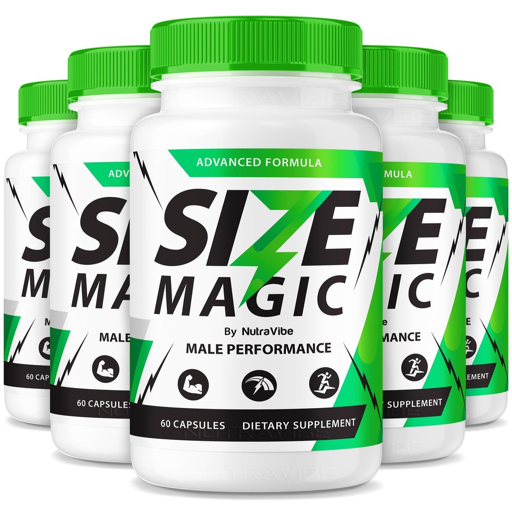 (5 Pack) Size Magic Pills Official Men's Formula with a Clean, Powerful Blend to Support Stamina, Performance, & Confidence | SizeMagic Easy-to-Swallow Capsules for Daily Energy (300 Capsules)