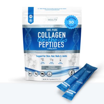 The Intelligent Health Hydrolysed Collagen Powder (Bovine) - High Protein Grass Fed Unflavoured Peptides - Collagen Supplements for Women | Gluten Free, Paleo & Keto Friendly (Stick Pack (30))