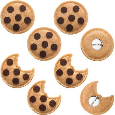 Suncalla 8 Pcs Chocolate Chip Felt Cookies Decor 2.5 Inch Brooches Chest Clip Cookies Costume Accessories for Halloween Events Party Supplies Decorations Holiday Gifts