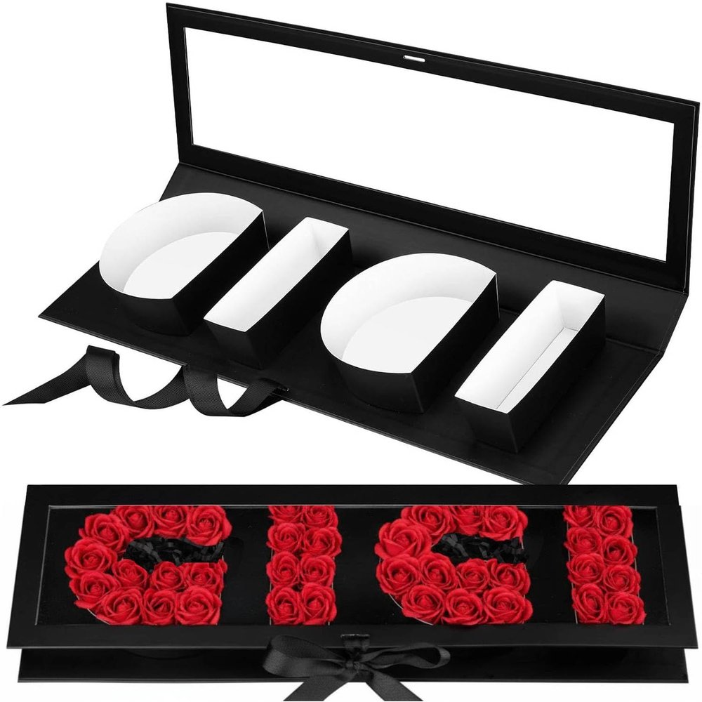 AceOrbit 21x6x2in 4 Letter Gigi Gifts for Grandma Christmas Gift Box, Cardboard Letter Shaped Flower Boxes with Lid Fillable Word Boxes, Christmas Mother's Day Gift Decorative for Chocolate