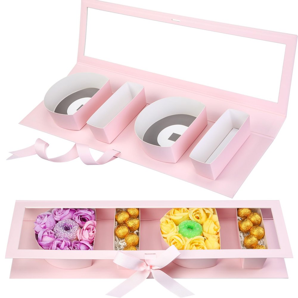 AceOrbit 21x6x2in 4 Letter Gigi Gifts for Grandma Christmas Gift Box, Cardboard Letter Shaped Flower Boxes with Lid Fillable Word Boxes, Christmas Mother's Day Gift Decorative for Chocolate