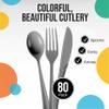 Party Solids Silver Plastic Silverware 80 Pcs Silver Cutlery Set view 3