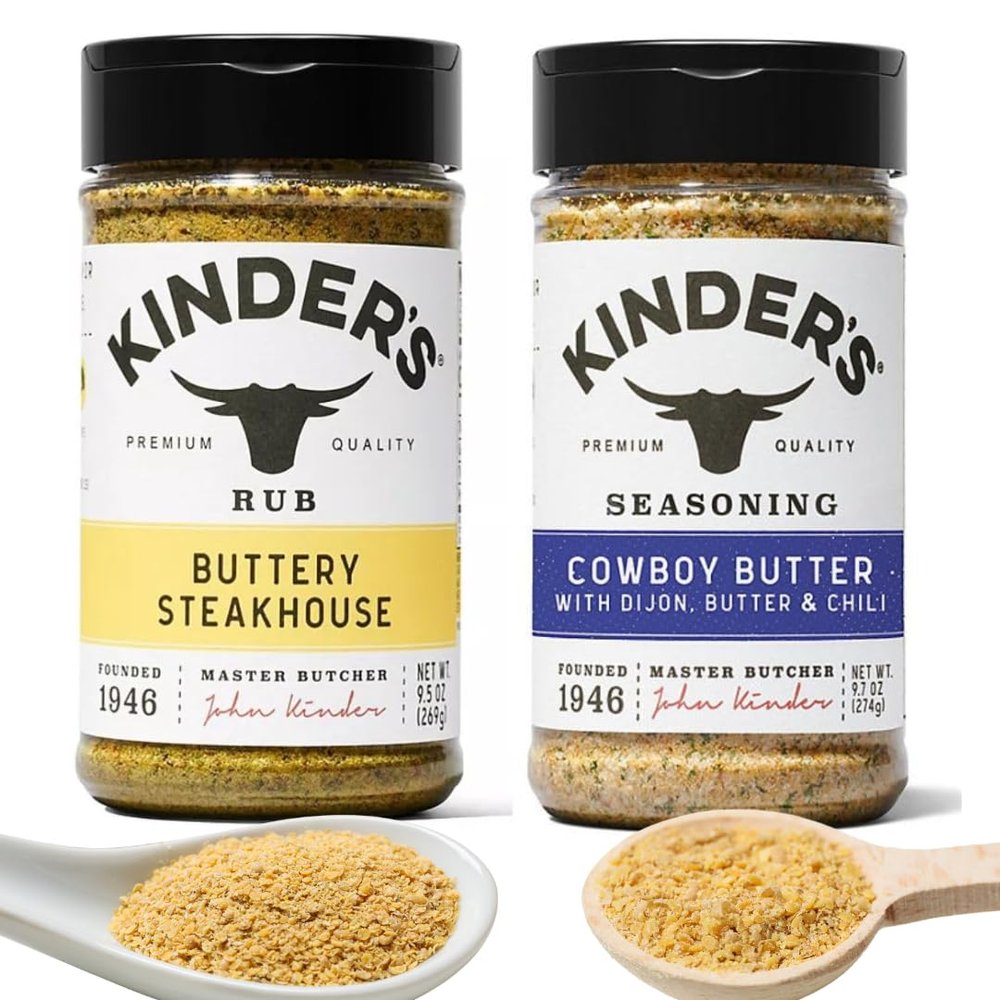 (2 pack) Kinders Buttery Steakhouse & Cowboy Butter Seasoning Set,9.5 oz - Gourmet Grilling and All-Purpose Rubs for Steak, Chicken & Fish