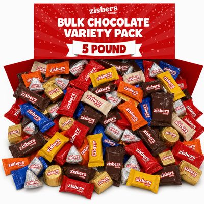 Bulk Assorted Chocolate Candy Variety Pack 5 Pound - 220 Pieces Individually Wrapped Mixed Chocolate Candies for Gifts, Party Favors, Office Snacks, Candy Buffets, and Holidays