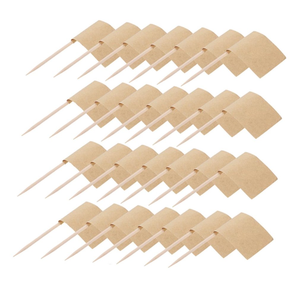 ABOOFAN 200pcs Blank Toothpick Flags Kraft Labeling Food Markers for Appetizers Cocktail Picks Cake Toppers Cheese Markers for Parties and Buffets