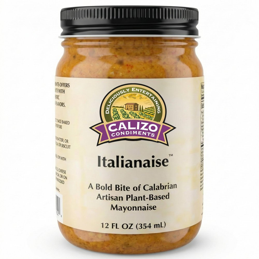 Calizo Condiments Italianaise Mediterranean Calabrian Pepper & Herb Mayo Sauce Gourmet Italian-Style Mayonnaise 12 oz Jar All-Natural, Gluten-Free, Non-GMO Perfect for Sandwiches, Burgers & Dipping