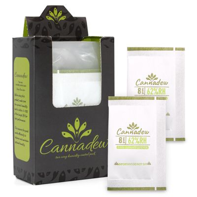 62% RH, 8g (15 Pack) Cannadew Humidity Packs Two-Way Humidity Control Pack - Moisture Absorbers & Hydration Packets for Curing and Storage