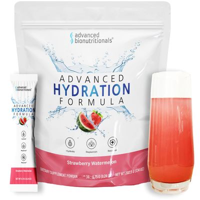 Advanced Bionutritionals Advanced Hydration Formula Electrolyte Drink Mix Powder with ElectroPrime, L-Taurine, TyroPure, B-Vitamins, Vitamin C Strawberry Watermelon 30 Stick Packs
