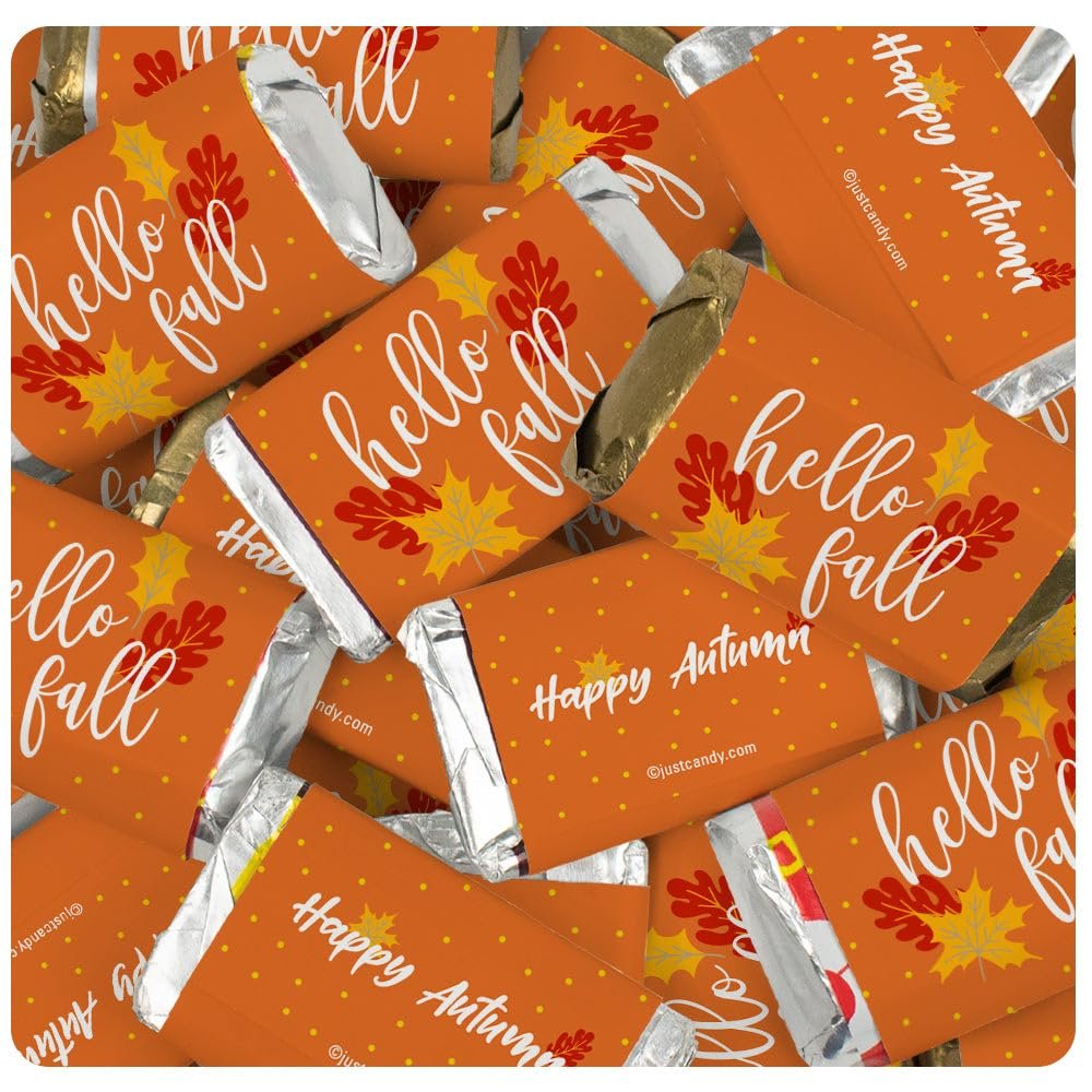 102 Pcs Hello Fall Candy Party Favors Miniatures Chocolate - No Assembly Required - Autumn
