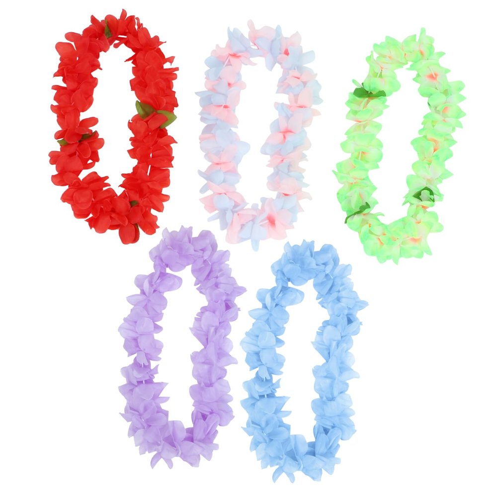 EPIGEIST 5pcs Hawaiian Flower Leis Wreath Thickened Summer Beach Pool Party Decorations Floral Garland for Luau Celebrations Reusable and Lightweight for Festivals and Photography