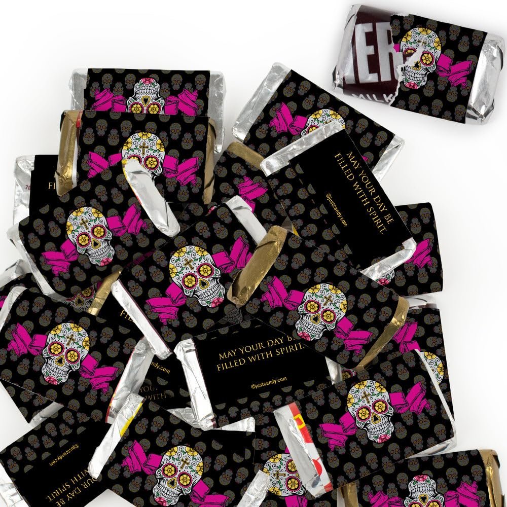 102 Pcs Day of the Dead Candy Party Favors Miniatures Chocolate - No Assembly Required - Sugar Skulls - dia de los Muertos