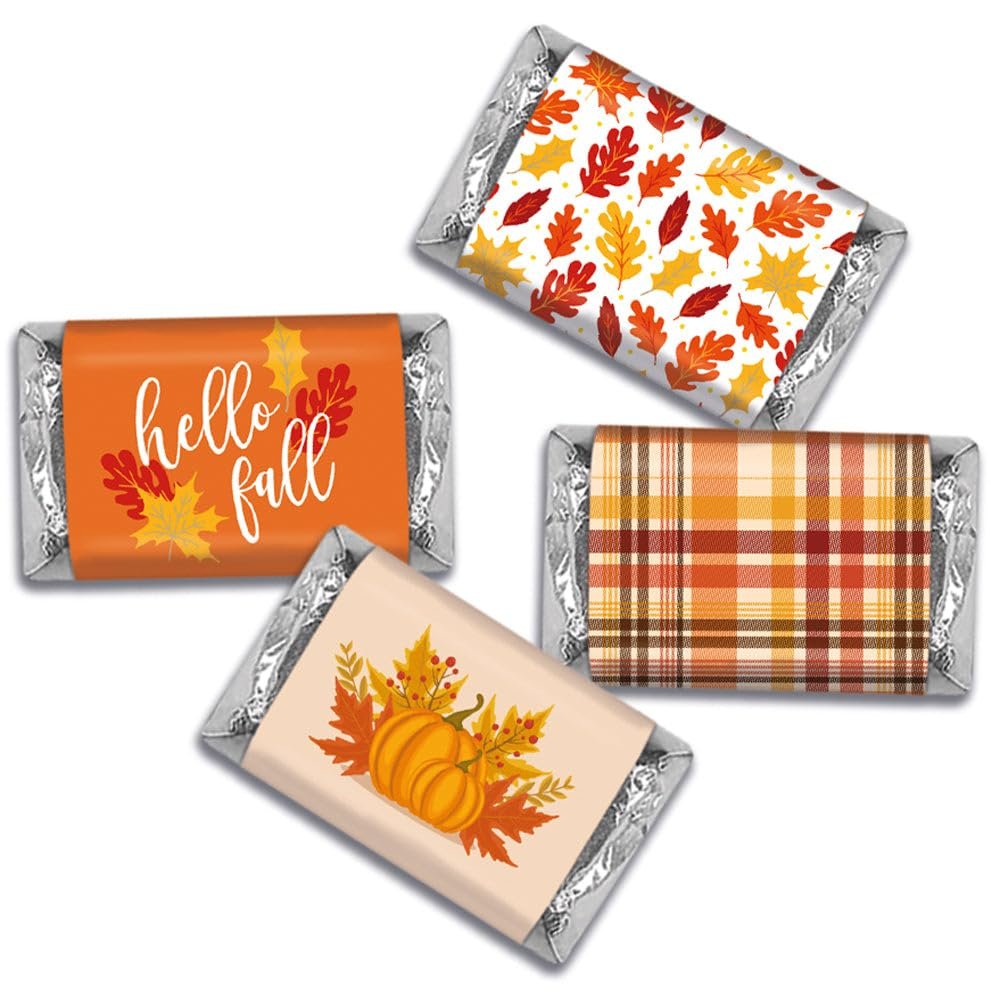 102 Pcs Thanksgiving Fall Candy Party Favors Miniatures Chocolate - No Assembly Required - Hello Fall Leaves
