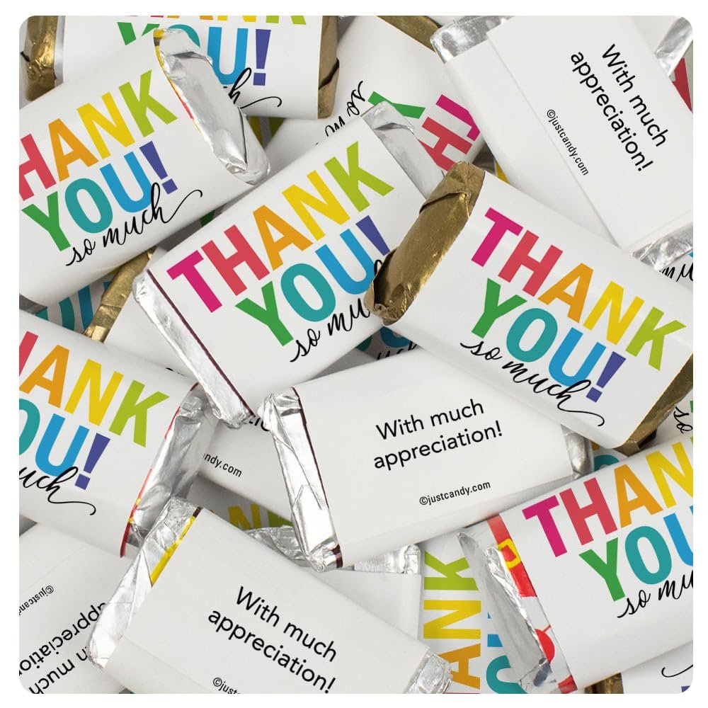 102 Pcs Thank You Candy Favors Miniatures Chocolate - No Assembly Required - Colorful Thank You