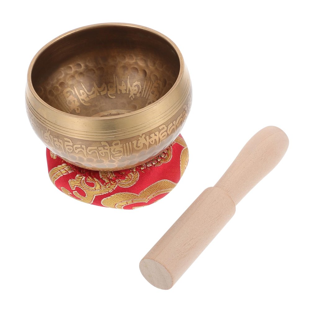 CATIEBYE 1 Set Sound Singing Bowl Copper Meditation Bowl with Wooden Stick for Music Therapy Diameter Lightweight Portable for Relief Relaxation Random Color