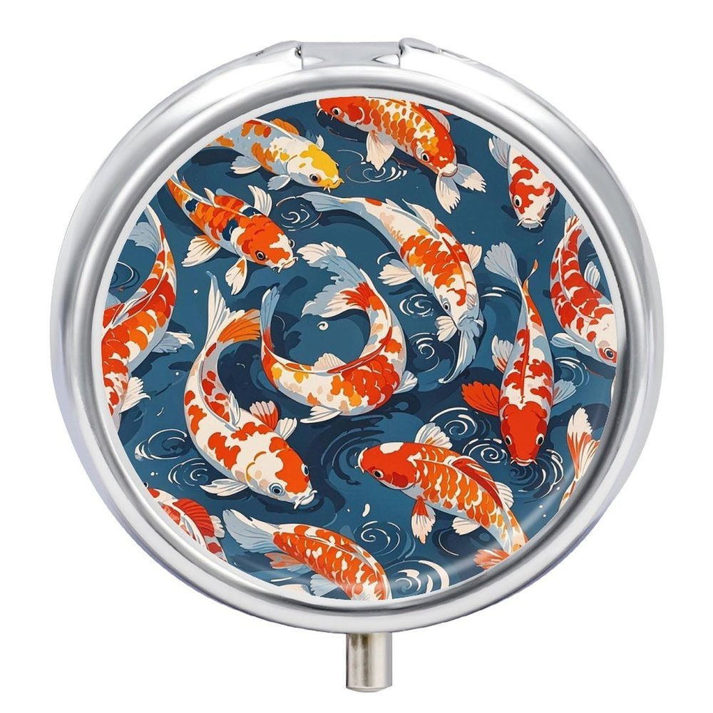 Many Fish Small Pill Box 3 Grids Travel Pill Case Portable Daily Pill Organizer with Anti-Mixing Design Easy to Retrieve Meds for Medication, Vitamin, Supplements