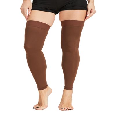TOFLY Medical Thigh High Compression Socks Footless for Women & Men, Opaque Support Hose, 15-20mmHg Graduated Compression Stockings with Silicone Band for Varicose Veins, Edema, DVT, 1 Pair Brown S
