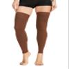 TOFLY Medical Thigh High Compression Socks Footless for Women & Men, Opaque Support Hose, 15-20mmHg Graduated Compression Stockings with Silicone Band for Varicose Veins, Edema, DVT, 1 Pair Brown S view 1