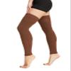 TOFLY Medical Thigh High Compression Socks Footless for Women & Men, Opaque Support Hose, 15-20mmHg Graduated Compression Stockings with Silicone Band for Varicose Veins, Edema, DVT, 1 Pair Brown S view 3