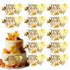 12 Pcs Fall Leaf Cake Toppers Happy Thanksgiving Letter Side Cake Decoration Gold Side Cake Decor for Autumn Thanksgiving Theme Party Cake Dessert Decoration Supplies (J12) view 1