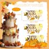12 Pcs Fall Leaf Cake Toppers Happy Thanksgiving Letter Side Cake Decoration Gold Side Cake Decor for Autumn Thanksgiving Theme Party Cake Dessert Decoration Supplies (J12) view 2