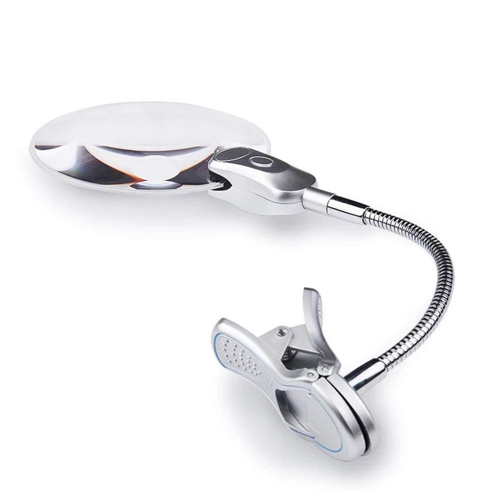 Magnifying Glasses,Desktop Clip Magnifying Glass with Light, 2.5X 10X Hd Lens Folding Illumination Magnifier Adjustable Hose Table Lamp, for Reading Hobby Soldecraf