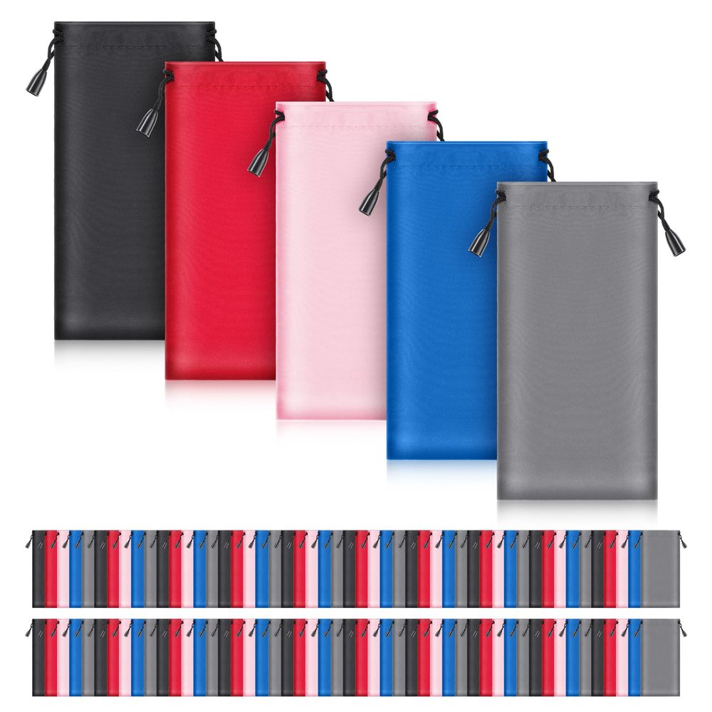 100 Pack Soft Sunglasses Pouch Bulk Microfiber Sunglasses Pouch Soft Glasses Case Bags Eyeglasses Sleeve with Drawstring Colorful Glasses Gadgets Cleaning & Storage Bag