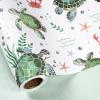 LeZakaa Sea Turtle Wrapping Paper Roll for Boys Girls Kids, Green Seaweed, Crabs, Starfish Underwater Ocean Reversible Design for Birthday Baby Shower, Jumbo Roll 30 inches x 32.8 Feet view 1