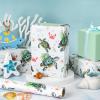 LeZakaa Sea Turtle Wrapping Paper Roll for Boys Girls Kids, Green Seaweed, Crabs, Starfish Underwater Ocean Reversible Design for Birthday Baby Shower, Jumbo Roll 30 inches x 32.8 Feet view 2