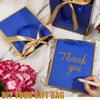 OEMVALATY 6 Pcs Thank You Gift Bags with Handles and Tissue Paper 9 x 7 x 3. 15'' Metallic Welcome Gift Bags with Bow Ribbon for Wedding Bridal Baby Shower Groomsmen Birthday Party(Navy Blue, Gold) view 3
