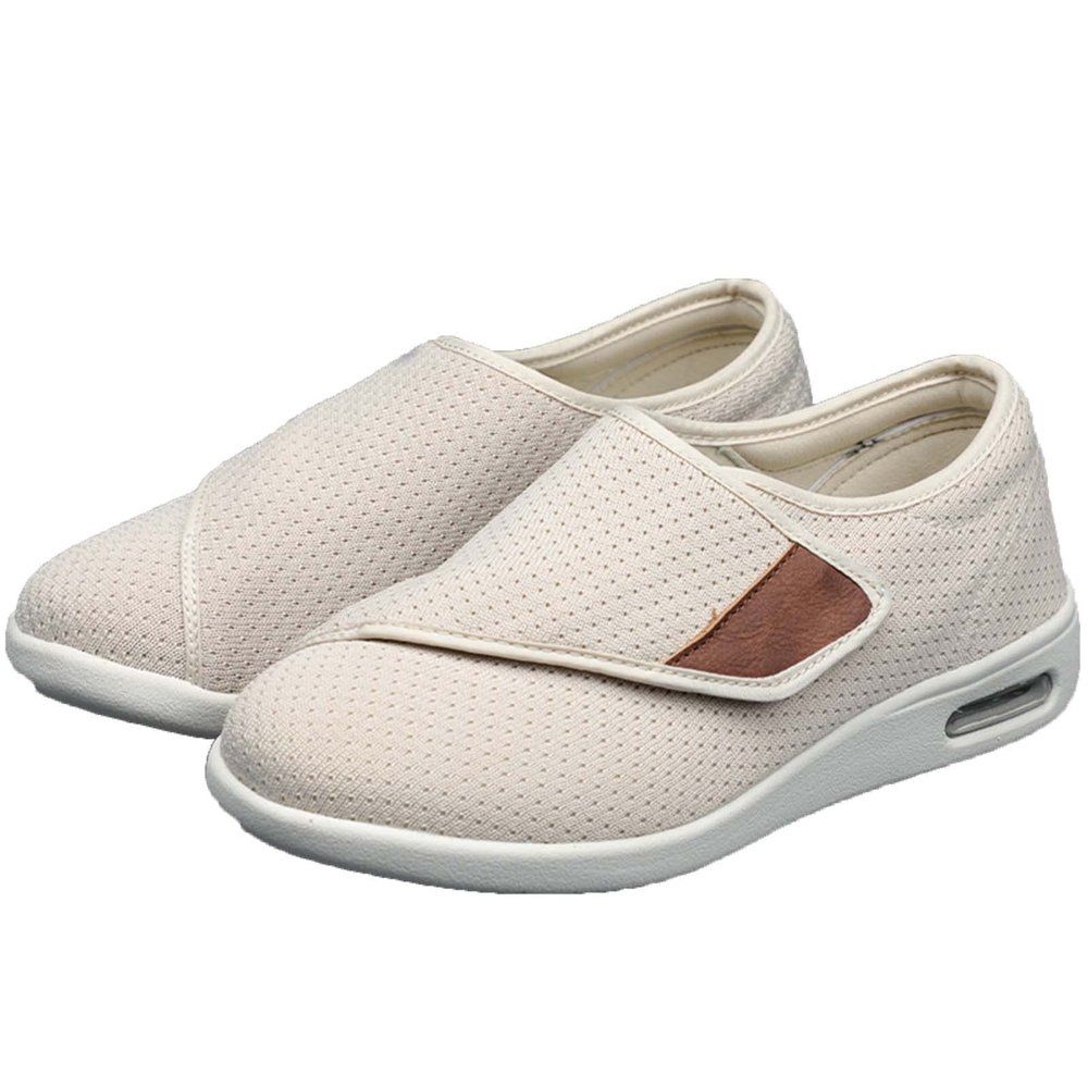 Dihou888 Women's Diabetic Shoes Stretchable Knit Fabric, Removable Orthotics, Pain Relief System(White,12)