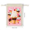 NTVOWPZO 8PCS Sweet Ice Cream Cotton Drawstring Bag 5x7 Inch Small Cloth Gift Bags with Drawstring, Reusable Muslin Bags Pouches, Empty Candy Bag for Wedding Party Birthday Favors view 2