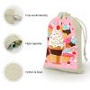 NTVOWPZO 8PCS Sweet Ice Cream Cotton Drawstring Bag 5x7 Inch Small Cloth Gift Bags with Drawstring, Reusable Muslin Bags Pouches, Empty Candy Bag for Wedding Party Birthday Favors view 3
