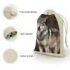 NTVOWPZO 8PCS Gray Wolf Cotton Drawstring Bag 5x7 Inch Small Cloth Gift Bags with Drawstring, Reusable Muslin Bags Pouches, Empty Candy Bag for Wedding Party Birthday Favors view 3
