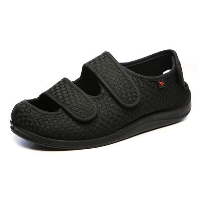 VEACAM Summer Orthopedic Diabetic Sandals Wide Width Adjustable Straps Sneakers Swollen Feet Lightweight & Breathable Mesh Walking Shoes,Black,5.5