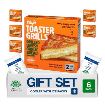 Salutem Vita Lily's Toaster Grills Frozen Cheesy Garlic Bread, Gift Set, 7.3 oz/2ct Pack of 6