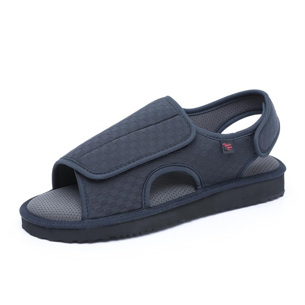 VEACAM Men's Edema Diabetic Shoes Adjustable Wide Width Walking Sandals Lightweight Comfy Orthopedic Slippers for Elderly Swollen Feet,Blue,4.5