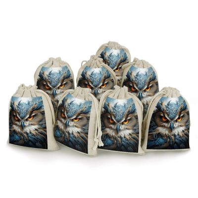 NTVOWPZO 8PCS Owl Cotton Drawstring Bag 5x7 Inch Small Cloth Gift Bags with Drawstring, Reusable Muslin Bags Pouches, Empty Candy Bag for Wedding Party Birthday Favors