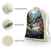 NTVOWPZO 8PCS Owl Cotton Drawstring Bag 5x7 Inch Small Cloth Gift Bags with Drawstring, Reusable Muslin Bags Pouches, Empty Candy Bag for Wedding Party Birthday Favors view 3