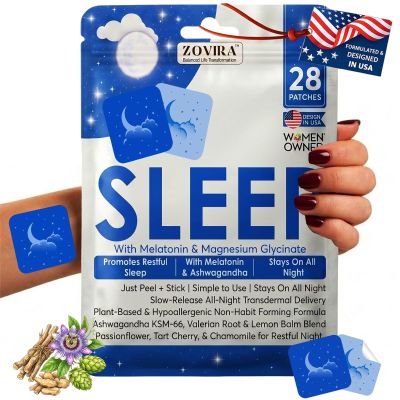Zovira Sleep Patches for Adults Extra Strength Melatonin & Magnesium Patch Time-Release Sleep Aid Stickers Non-Habit Forming, Hypoallergenic 28 Transdermal Patches for Deep Rest & Relaxation