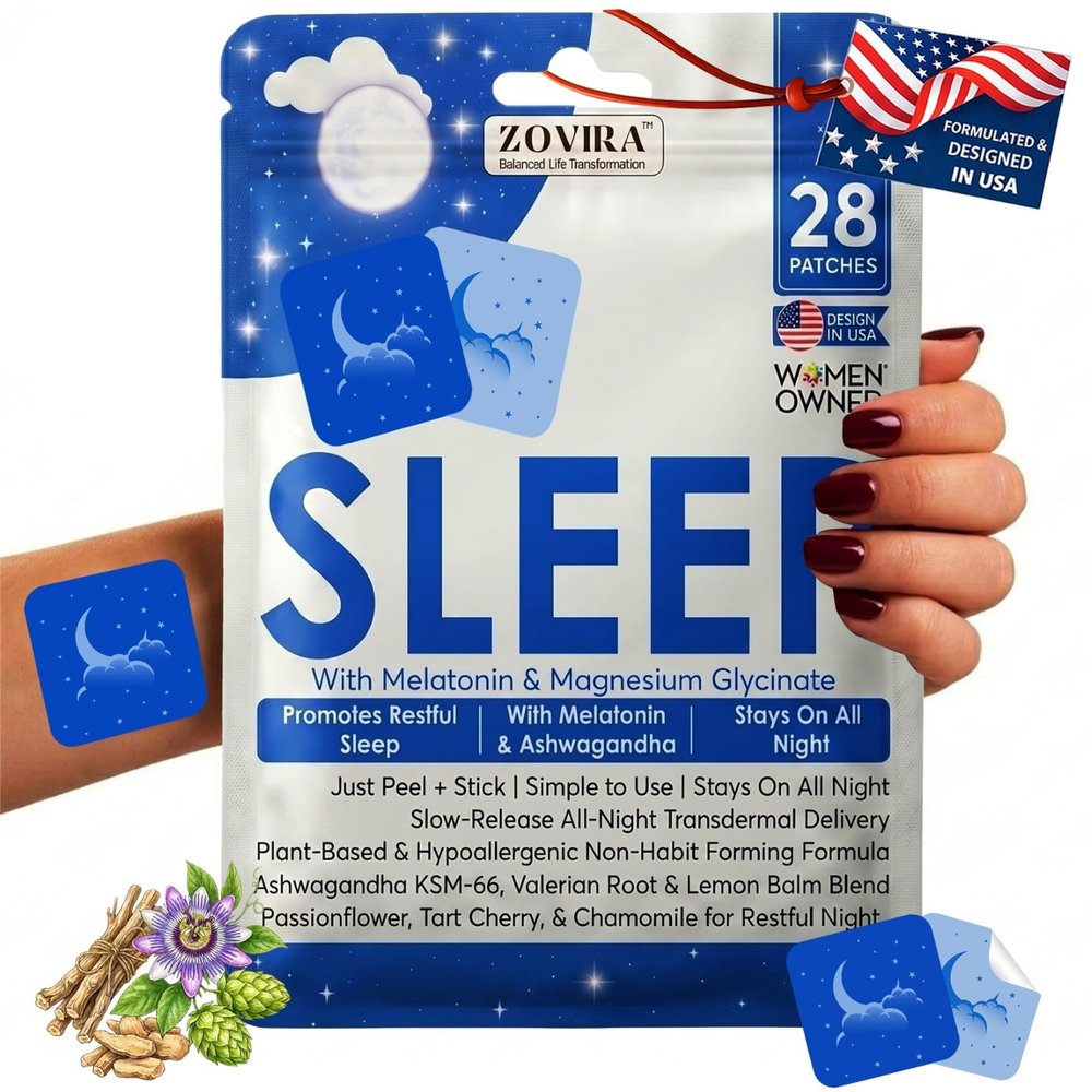 Zovira Sleep Patches for Adults Extra Strength Melatonin & Magnesium Patch Time-Release Sleep Aid Stickers Non-Habit Forming, Hypoallergenic 28 Transdermal Patches for Deep Rest & Relaxation
