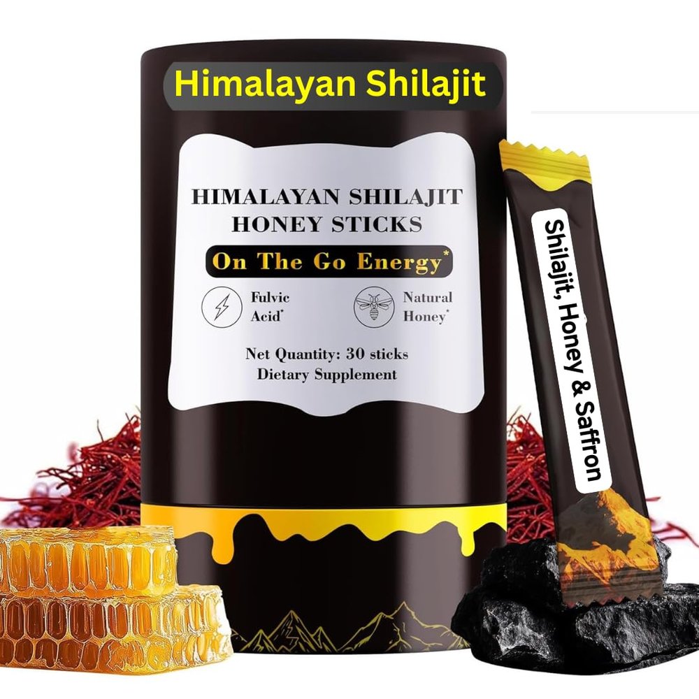Pure Himalayan Shilajit Honey Sticks for Men and Women | 85+ Trace Minerals & 75%+ Fulvic Acid | Organic Saffron & Honey | Natural Energy, Focus & Wellness Support | 30 Count