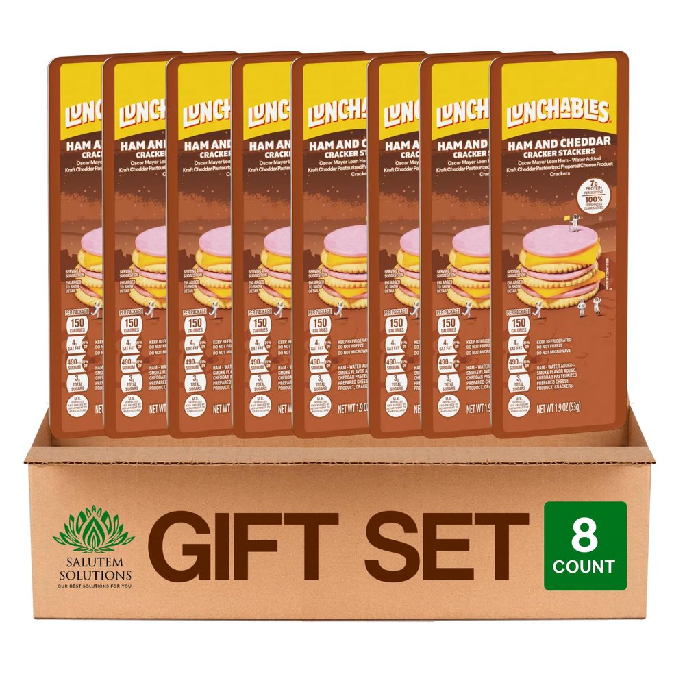 Salutem Vita Ham, Cheddar, and Crackers Snack Pack, 1.9 oz, Gift Set Pack of 8