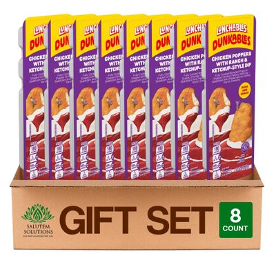 Salutem Vita Chicken Poppers with Ketchup and Ranch, Snack Gift Set, 2.9 oz Pack of 8