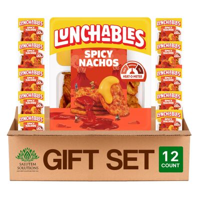 Salutem Vita Spicy Nachos Snack Kit with Cheese Dip and Salsa, 4.4 oz, Gift Set Pack of 12