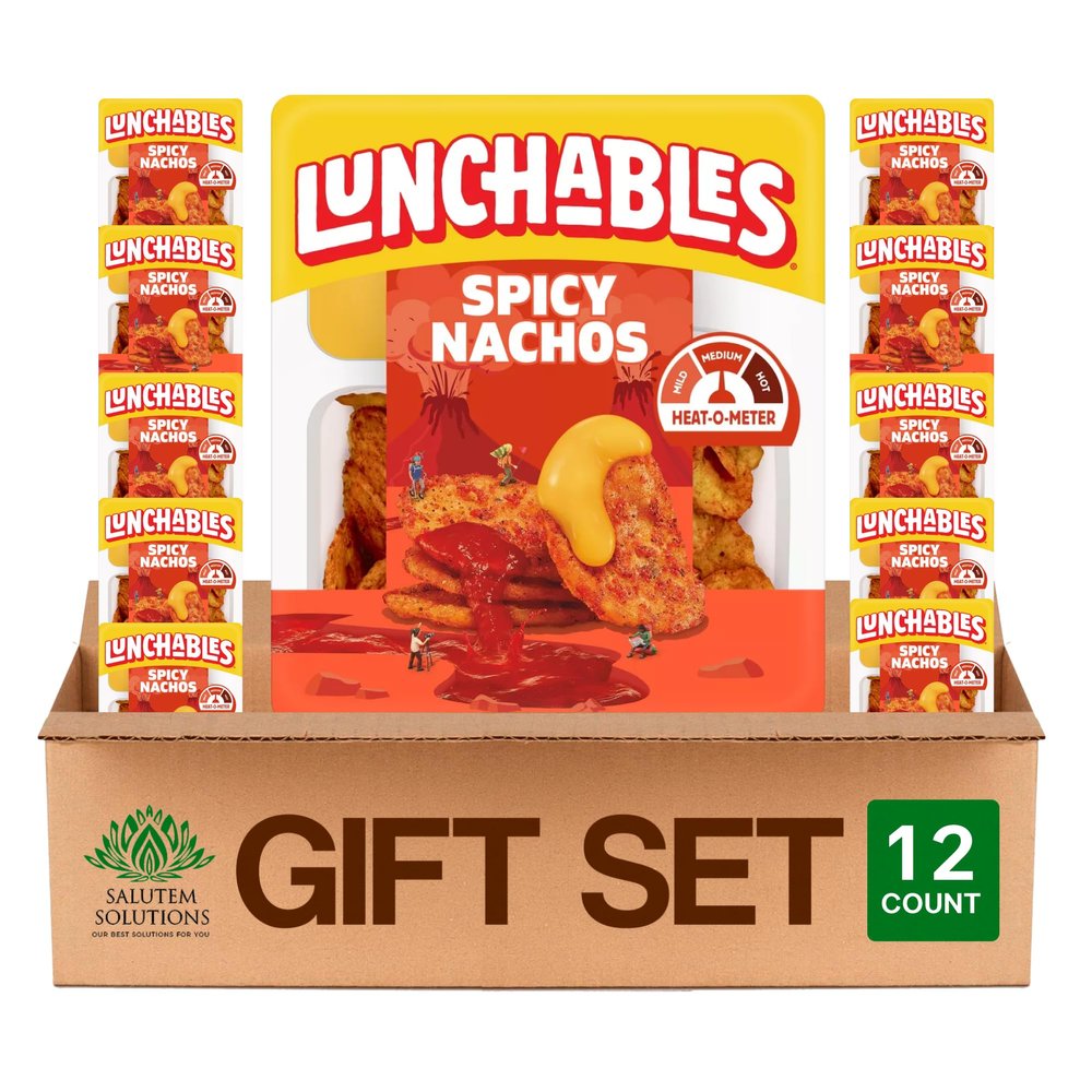 Salutem Vita Spicy Nachos Snack Kit with Cheese Dip and Salsa, 4.4 oz, Gift Set Pack of 12