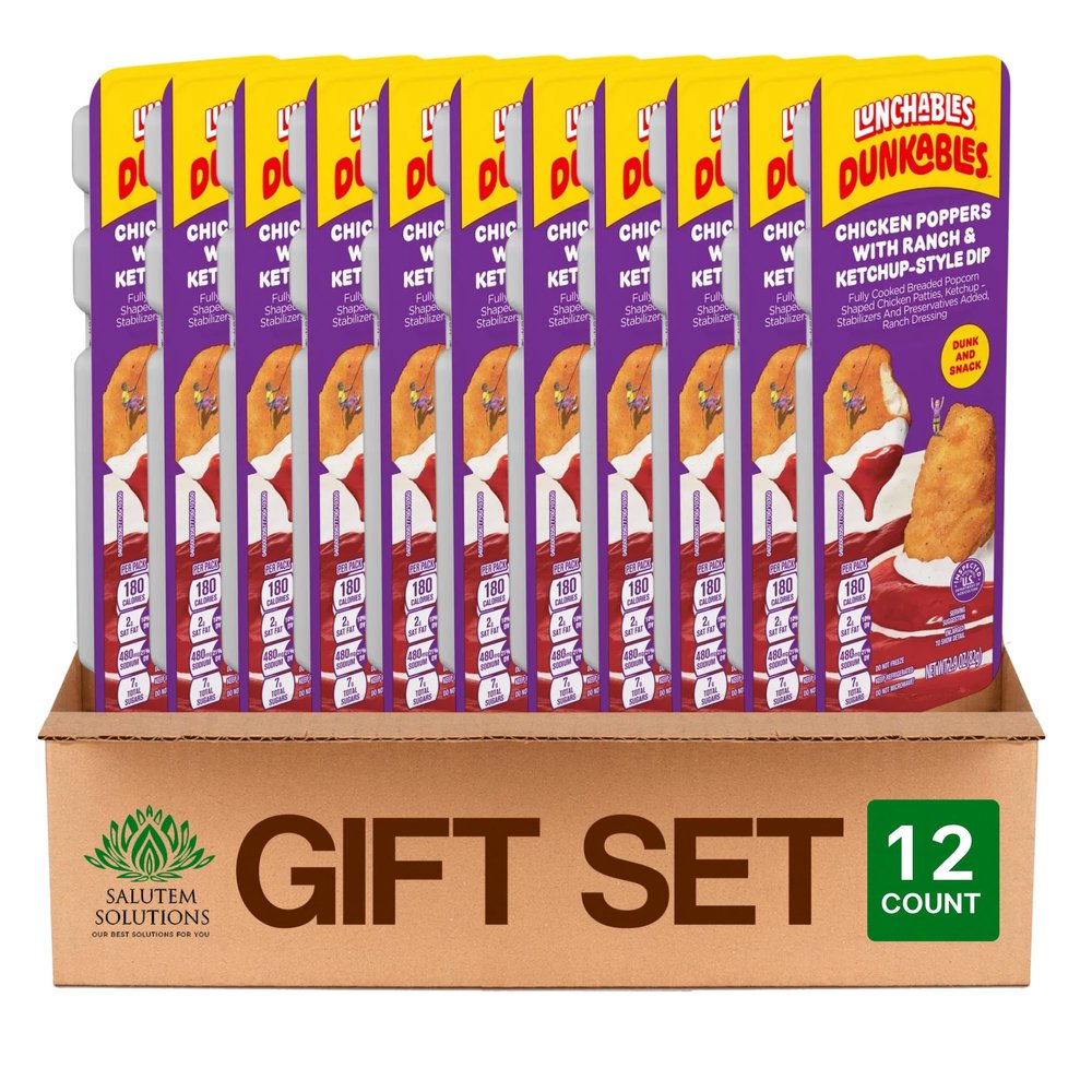 Salutem Vita Chicken Poppers with Ketchup and Ranch, Snack Gift Set, 2.9 oz Pack of 12