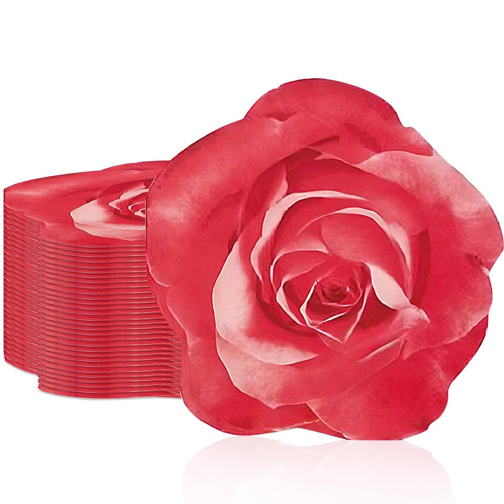 100 Pack Rose Flower Cocktail Napkins, 2-Ply Floral Paper Napkins Disposable Decoupage Luncheon Dinner Napkins for Tea Party Wedding Birthday Hotel Restaurant Folded 6.1 x 6.1 Inches